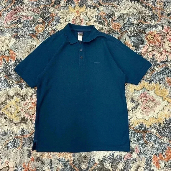 Patagonia Organic Cotton Spellout  Tonal Polo Shirt Small - Picture 1 of 5